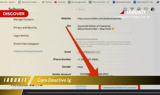 cara deactive ig