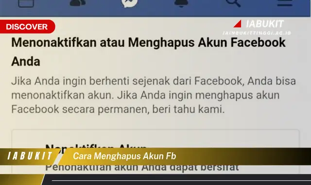 cara menghapus akun fb