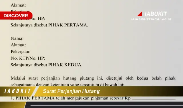 surat perjanjian hutang