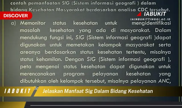 jelaskan manfaat sig dalam bidang kesehatan