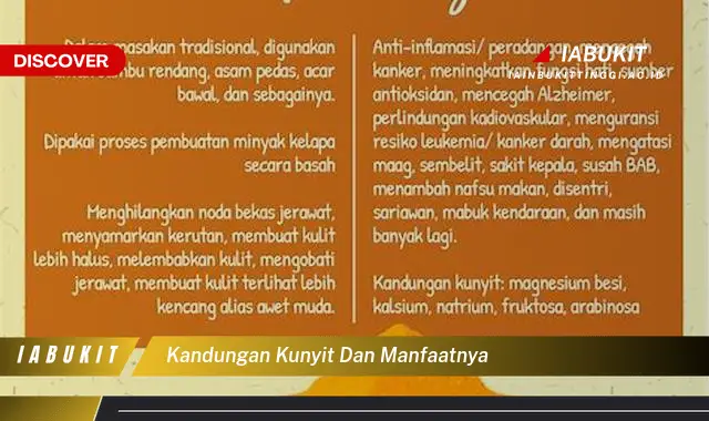 kandungan kunyit dan manfaatnya