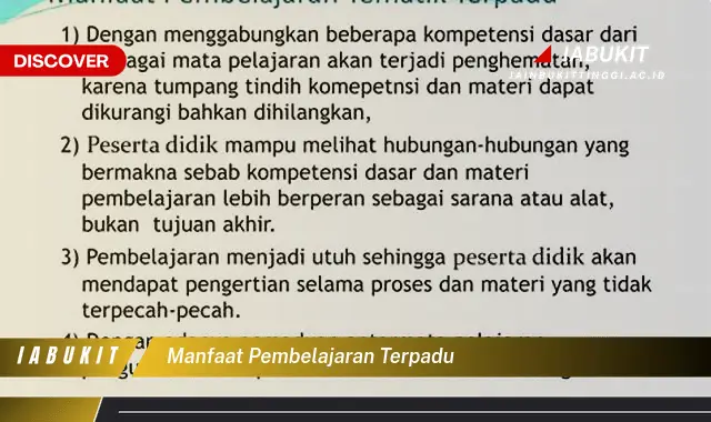 manfaat pembelajaran terpadu