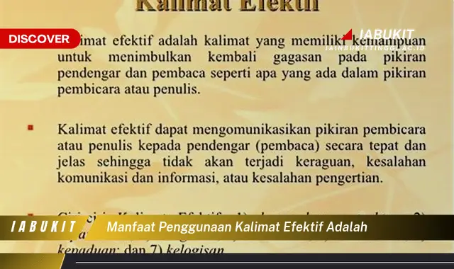 manfaat penggunaan kalimat efektif adalah