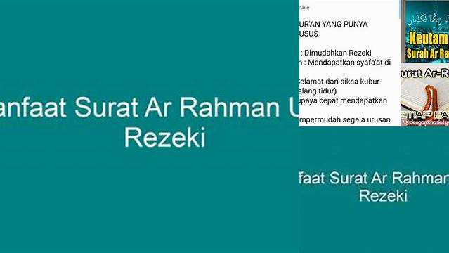 Temukan Manfaat Surat Ar Rahman untuk Rezeki yang Jarang Diketahui